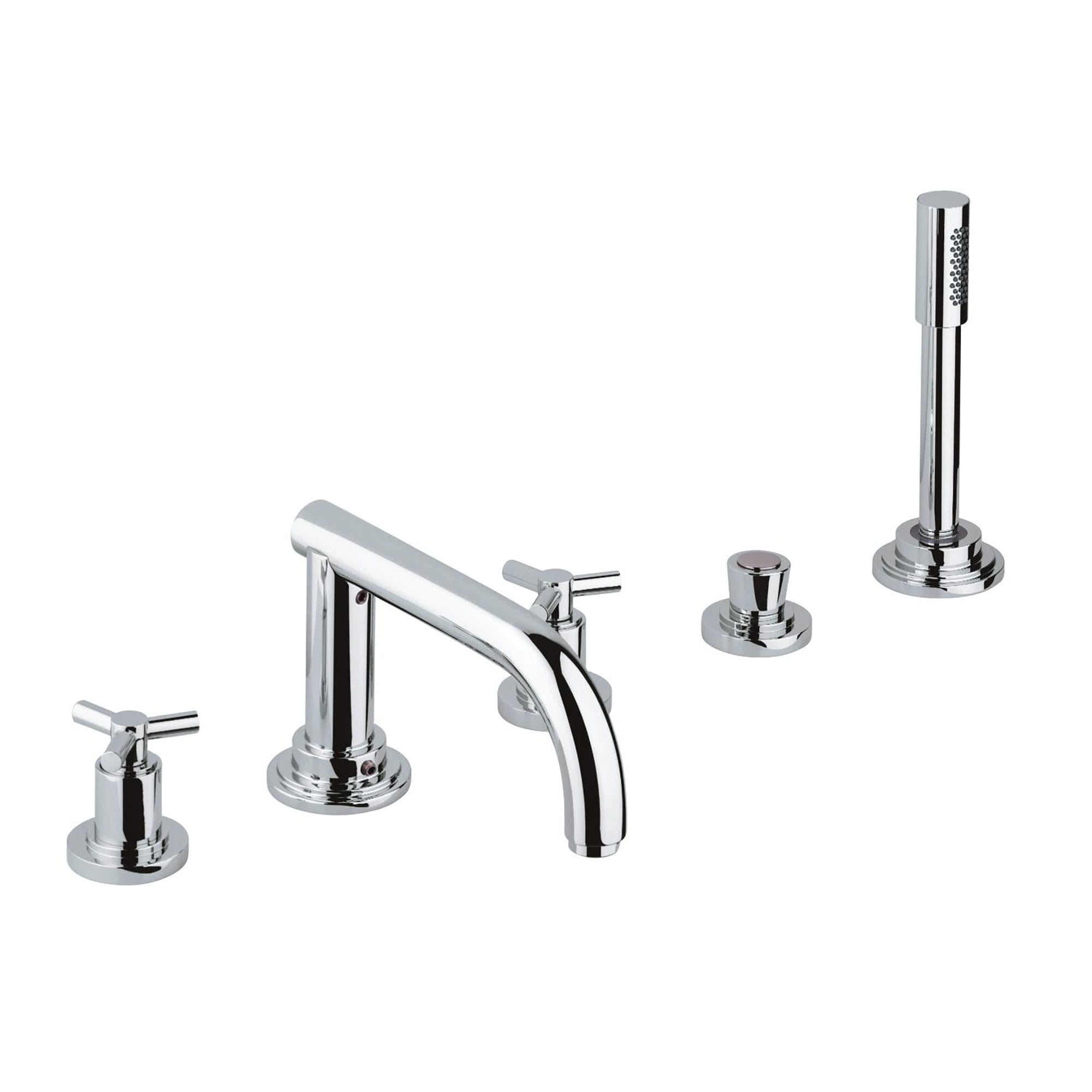 5-Hole 2-Handle Deck Mount Roman Tub Faucet with 2.5 GPM Hand Shower